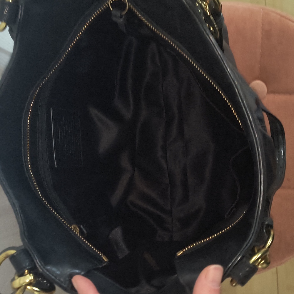 Coach F20812 Alexandra Black Leather Hobo Tote Bag Python Embossed - Picture 12 of 15